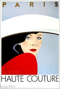 Póster vintage de sombrero blanco de alta costura RAZZIA French Paris 36 x 24 - Imagen 1 de 1