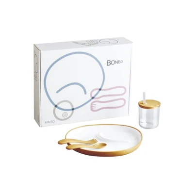Lagerausverkauf! Kinto BONBO 4 teiliges Set Ess Set für Babys und Kinder Gelb - Bild 1 von 4