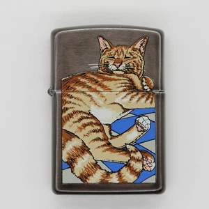 1994 Barrett Smythe Tabby Cat Zippo Lighter Midnight Chrome Finish Unused - Picture 1 of 14