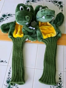 It’s All Greek To Me Menge 2 grüne Alligator Golfschläger Kopfbedeckung Handpuppe - Bild 1 von 6