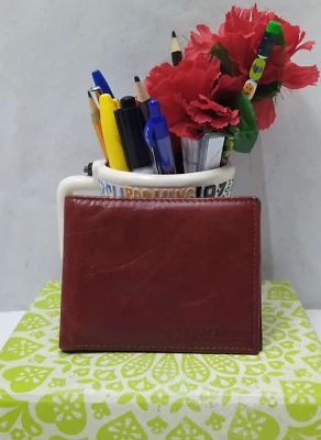 Carteira dobrável Ben Sherman couro marrom cartão de crédito identificação janela homem - Imagem 1 de 4