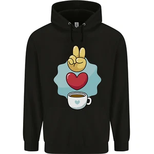 Peace Love Coffee Childrens Kids Hoodie - Picture 1 of 12