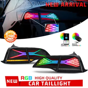 For 2017-2023 Tesla Model 3/Y Rear RGB LED Tail Light Turn Signal Lamp Assembly - Picture 1 of 8