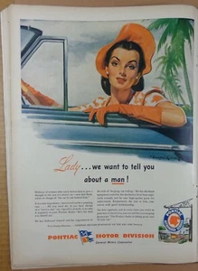 1944 ANUNCIO PARA - PONTIAC MOTOR DIVISION - DAMA WE WANT TO TELL YOU ABOUT A MAN WW2 - Imagen 1 de 2