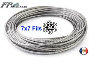 Câble inox 316 - A4 7X7 ( 49 fils ) Diamètre 1mm 1.5mm 2mm 3mm 4mm. - Afbeelding 1 van 11
