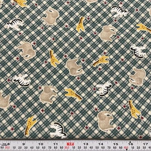 Animals Stars Teal Plaid Unbranded Cotton Fabric by the HALF YARD 18" x 45" - Picture 1 of 2