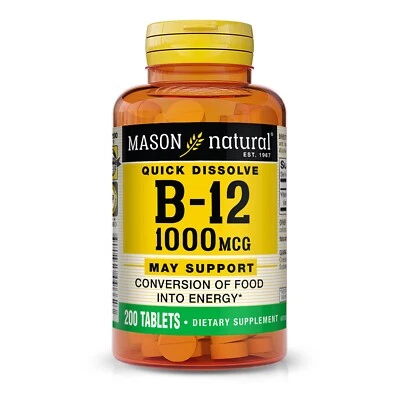 Mason Natural Vitamina B12 1000 mcg con liberación extendida de calcio - 200 comprimidos Foto 1 de 4