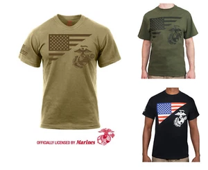 US Marine Corps Flag and EG&A T-Shirt USMC Eagle Globe and Anchor Licensed - Picture 1 of 11