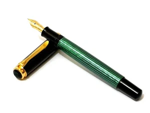 Pelikan M400 (Old Style) Grün-Gestreift Kolbenfüller Feder M 585 Gold W. Germany - Bild 1 von 6