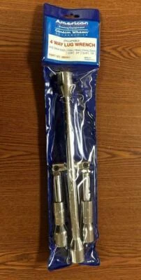 Llave de tuerca de 4 vías cromada ajustable American Racing métrica estándar para automóvil camión Foto 1 de 4