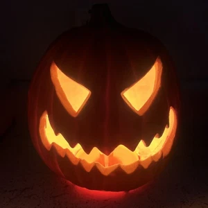 Vtg 1993 Trendmasters Halloween Light Up Foam Blow Mold Jack O Lantern Pumpkin - Picture 1 of 12