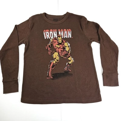 Marvel Comics Iron Man Shirt Mens Large Brown Long Sleeve Superhero Graphic Tee - Image 1 of 4