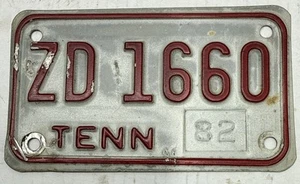VINTAGE TENNESSEE MOTORCYCLE LICENSE PLATE ( ZD 1660 ) - Bild 1 von 6