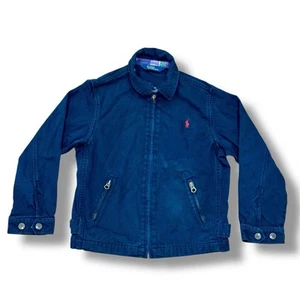 Polo Ralph Lauren Boys Size 6 Blue 100% Cotton Canvas Zip Jacket Pony Logo - Picture 1 of 5