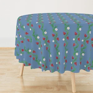 Strawberry Fields Strawberry Stripe Printed Round Table Cover, Round Table Cloth - Picture 1 of 5