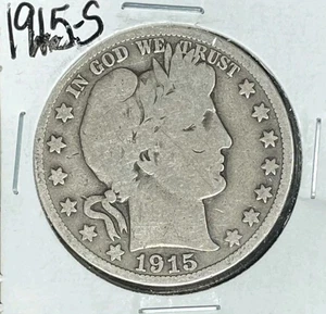 1915-S BARBER SILVER HALF DOLLAR ~ ~NICE OLD COIN~ 90% SILVER - Picture 1 of 2