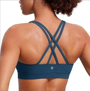 CRZ YOGA Damen S Französisch Navy Riemchen Sport BH Fitness Training gepolstert Yoga Neu mit Etikett - Bild 1 von 10