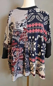 Poncho Suéter Tejido Retazos De Gran Tamaño Free People XS/S Boho Festival Artístico   - Imagen 1 de 9