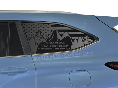 Fits 2020-2025 Toyota Highlander Psalm 62:1 Standard Flag Mountain Vinyl Decal Foto 1 de 4