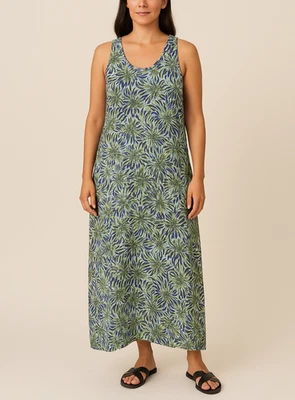 Vestido sin mangas FLAX by Jeanne Engelhart verde floral estampado de insectos talla pequeña Foto 1 de 4