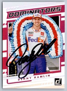 DENNY HAMLIN SIGNED IP 2021 PANINI DONRUSS NASCAR D5 DOMINATORS AUTO SP /199 - Picture 1 of 2