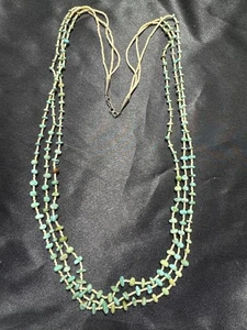 "Collar vintage Navajo turquesa pepita y concha Heishi 3 hilos 30"" esterlina" - Imagen 1 de 5