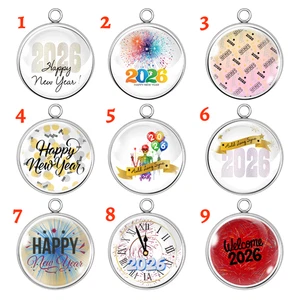 2026 Neujahr Charms - Festlicher Glas Cabochon Schmuck & Bastelbedarf - Bild 1 von 23