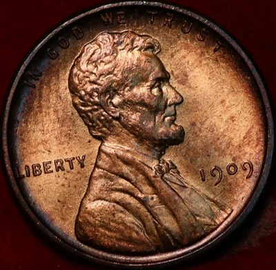 Uncirculated 1909 VDB Philadelphia Mint Copper Lincoln Wheat Cent - Image 1 of 2