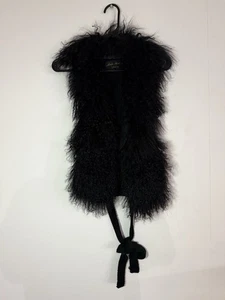 Linda Richards Luxury Black Tibetan Fur Vest Size S Excellent Condition. - Picture 1 of 7
