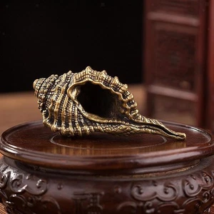 Mini Conque En Laiton, Cadeau De Collection, Figurine Artisanale En Cuivre Pour - Picture 1 of 7