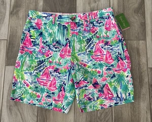 Pantalón Corto Hombre Lilly Pulitzer Beaumont Chino Salt in the Air Tropical Talla 36 Nuevo Con Etiquetas - Imagen 1 de 8