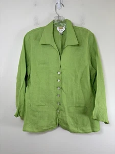 Talbots Irish Linen Blazer Lightweight Damen 12 Lime Green Button Up - Bild 1 von 9