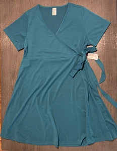 NWT West Loop Women's Turquoise Short Sleeve Dress with Wrap Tie XL - Picture 1 of 6