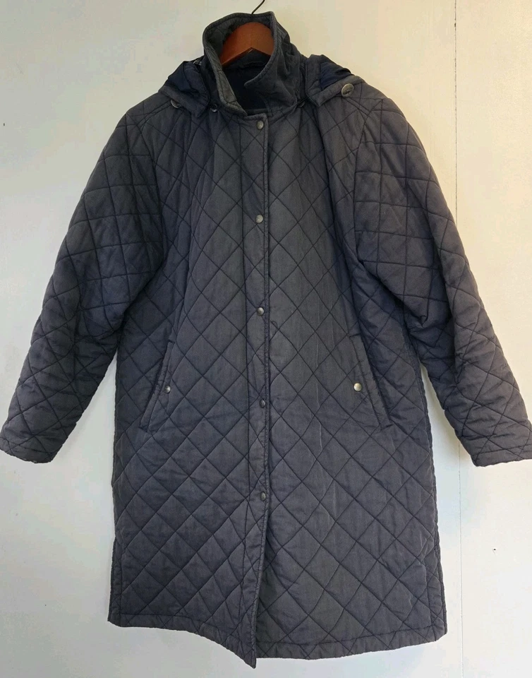 复古 LL 豆子外套女式 L 蓝色保温绗缝田野谷仓户外冬季家务 — 第 1/4 张图片