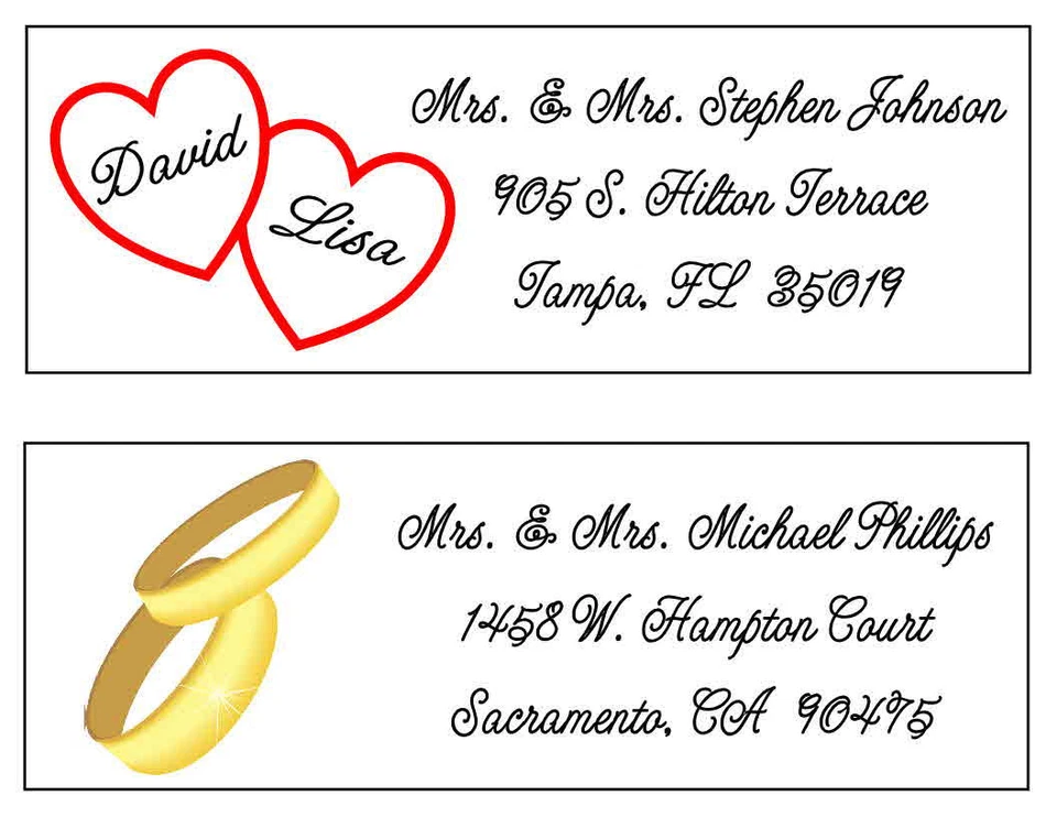 120 ETIQUETAS DE DIRECCIÓN DE DEVOLUCIÓN DE BODA Foto 1 de 1