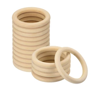 16Pcs 80mm(3.1") Natural Wood Rings, 10mm Smooth Unfinished Wooden Circles - Picture 1 of 7