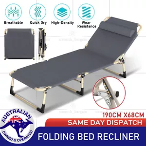 Portable Folding Camping Bed with Mattress, 190x68cm, 200kg Capacity, 4-Position - Picture 1 of 12