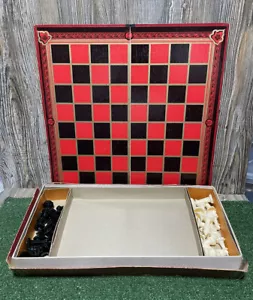 VTG BLACK WHITE CHESS SET SELCHOW RIGHTER NYC NEW YORK MID CENTURY 1960s 50s NY - Picture 1 of 5