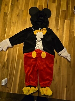 Vintage Disney Infant Mickey Mouse Halloween Costume Size 9/12 Months Hooded  - Image 1 of 4