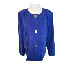 JM Collection Blazer Jacket Career Button Front Cobalt Blue Size 12 - Picture 1 of 6