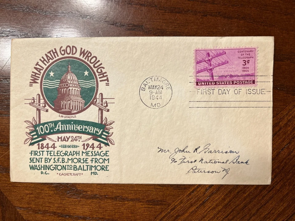 u.s. first day covers 1940 s - Scott 924 - Telegraph Anniversary - Image 1 of 1