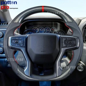 Carbon Fiber Steering Wheel for 19+ Chevrolet Silverado 1500 2500 with Heated - Picture 1 of 7