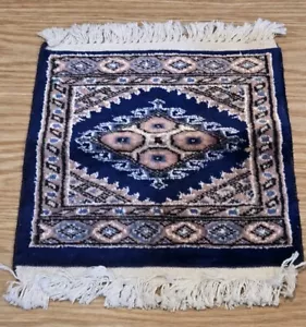 Square Wool Handmade Oriental Accent Rug Carpet 12”x14” Doll / Dollhouse Size - Picture 1 of 5