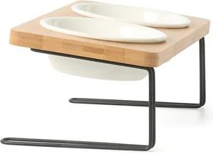 Elevated Cat Ceramic Bowls, Small Dog 15° Tilted Raised Food Feeding Dishes - Picture 1 of 5