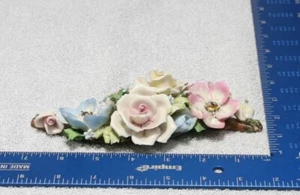 RARE Antique Pink & Yellow Blue Roses Flowers Branch Floral Capodimonte Style 7” - Picture 1 of 14