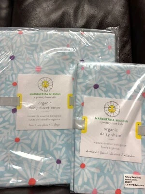 Edredón Pottery Barn Kids orgánico Margherita Missoni margarita reina completo 2 fundas azul Foto 1 de 2
