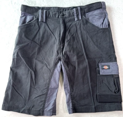 Dickies Workwear Cargo Shorts Mens 38 Flex band Reflective Blk/Gry  Heavy Cotton - Image 1 of 4