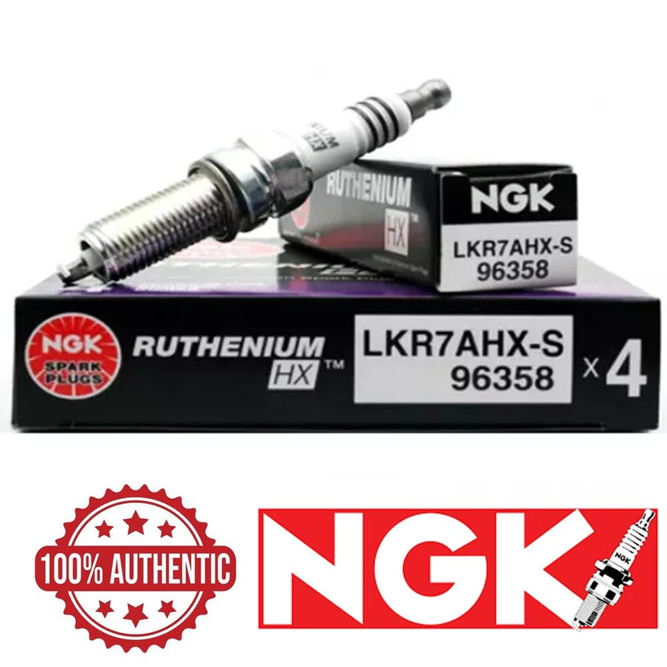 Genuine NGK Ruthenium HX Spark Plug 4PCS for Acura/ Honda/ Hyundai/ Kia/ Jeep - Изображение 1 из 1
