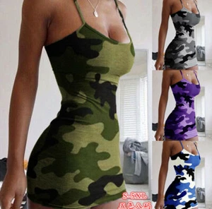 Women's Summer Sexy Floral Printed Basic Backless Bodycon Club Party Mini Dress - Picture 1 of 23