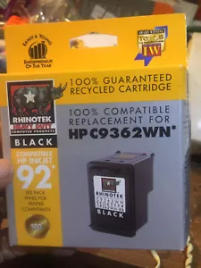NEW! HP Inkjet 92 Black Ink Rhinotek HPC9362WN Cartridge---new ! - Picture 1 of 1